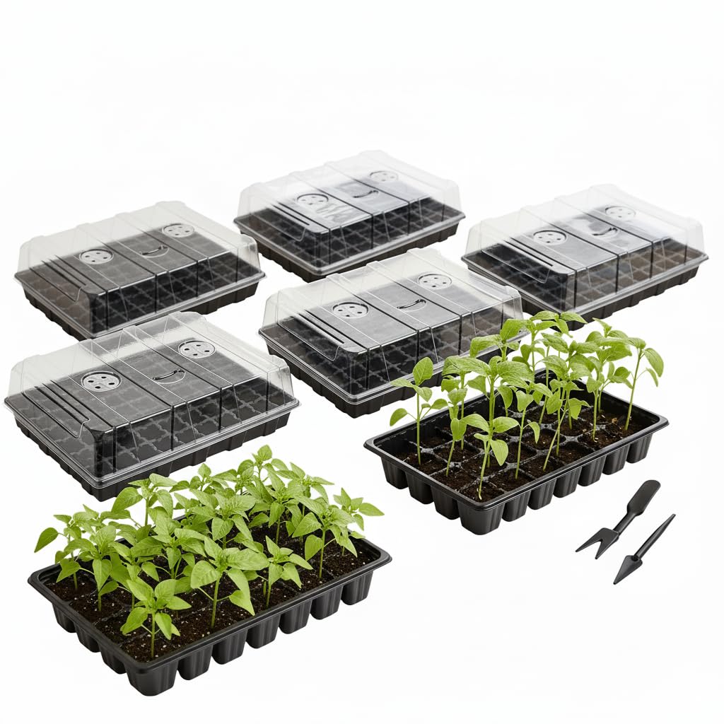 Mr. Pen seed starter tray 5-pack with adjustable humidity domes for organized sowing.