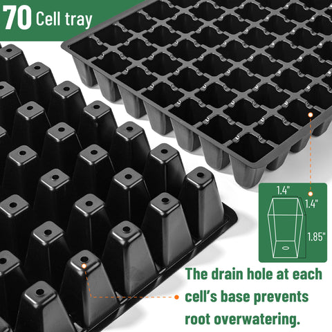 Transparent lids create a mini greenhouse effect for seedlings.