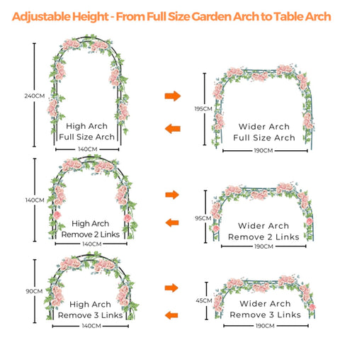 Mr.Ton garden arch arbor two-way assembly for flexible layouts