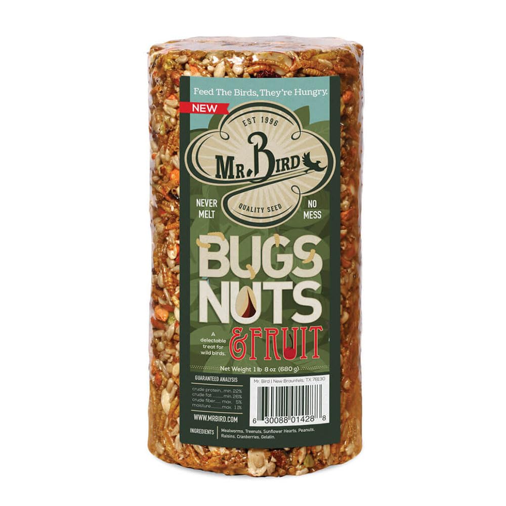 Mr Bird Bugs Nuts and Fruit Cylinder Block 24 oz energizes wild birds