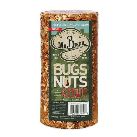 Mr Bird Bugs Nuts and Fruit Cylinder Block 24 oz energizes wild birds