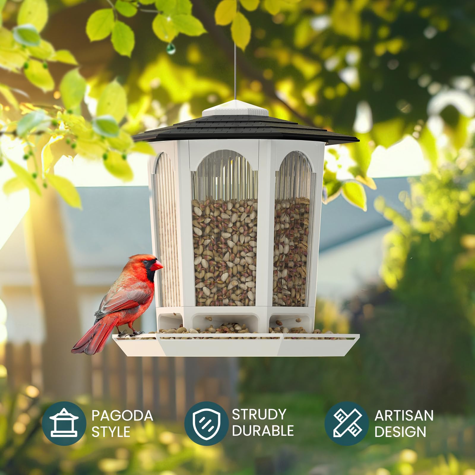 MrCrafts Nature elegant minimalist bird feeder design elevates porch or garden