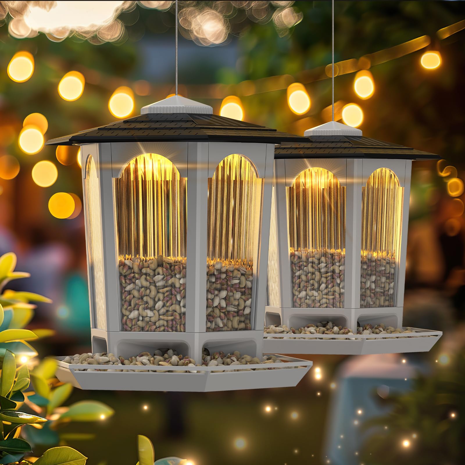MrCrafts Nature solar bird feeder outdoors hanging attracts cardinals and goldfinches