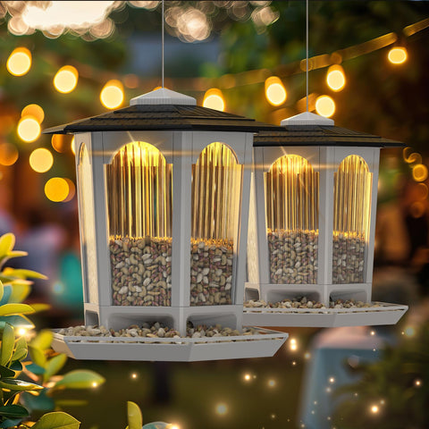 MrCrafts Nature solar bird feeder outdoors hanging attracts cardinals and goldfinches