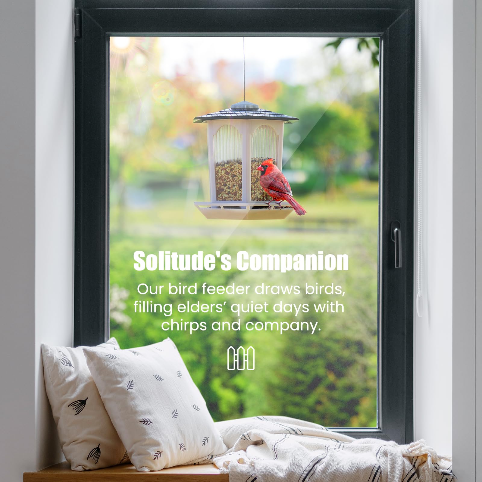 MrCrafts Nature two-pack solar bird feeders ideal for multiple garden perches