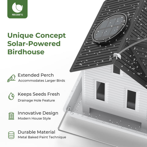 Mrcrafts Solar Bird Feeder features dual seed compartments for varied diets