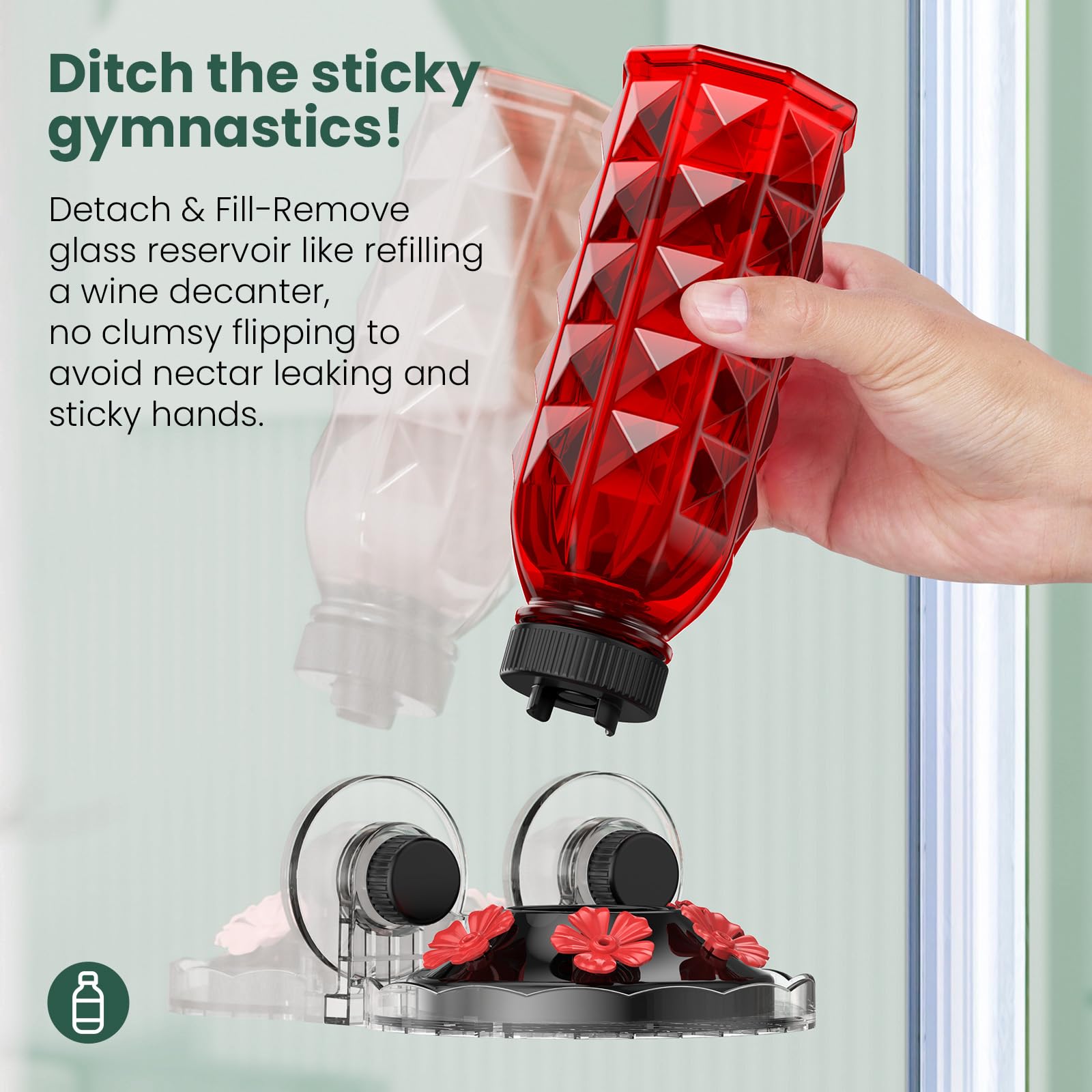 MrCrafts spill-proof quick-fill twist-lock base for mess-free refills