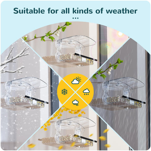 Mrcrafts window bird feeder dual lids keep seed fresh while birds feed