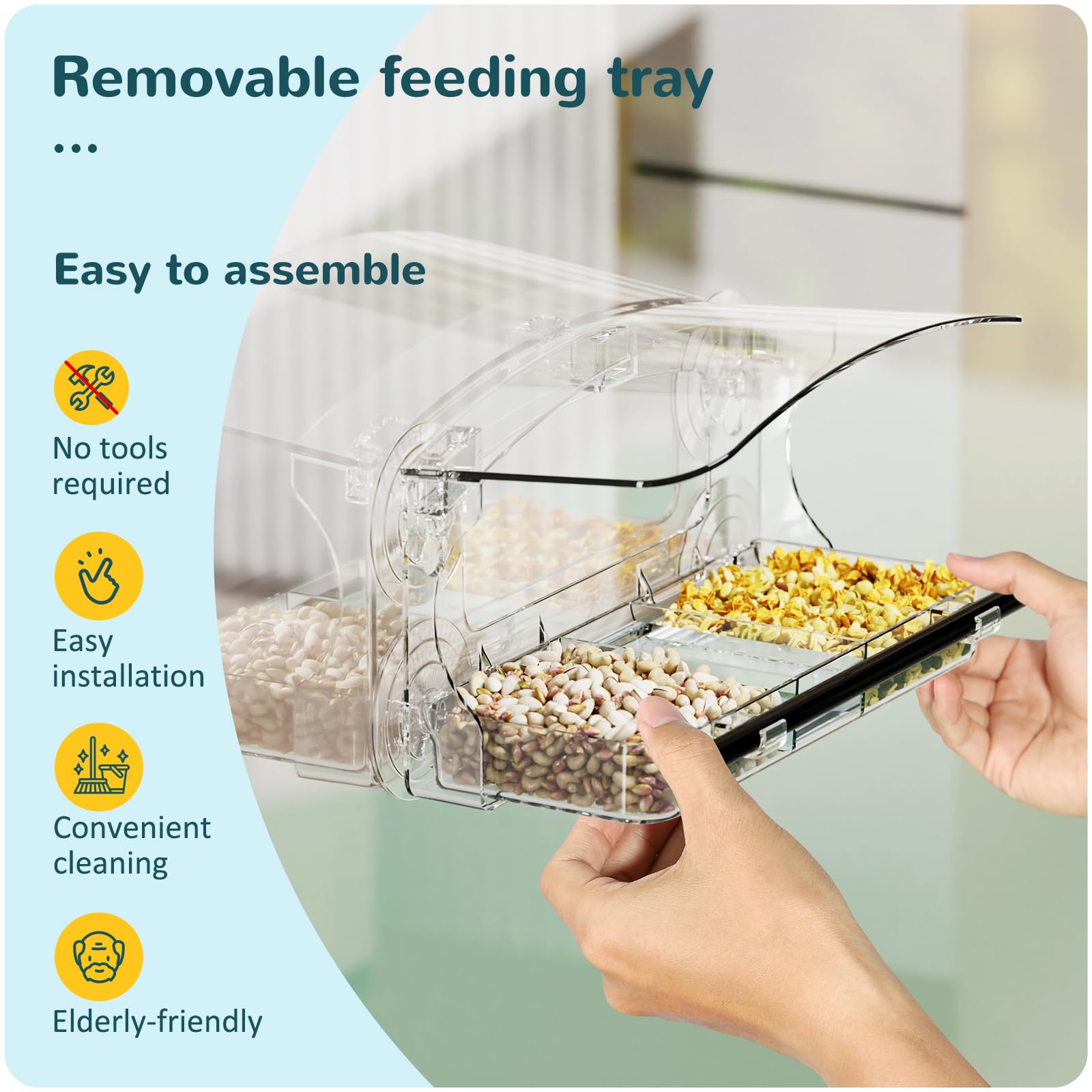Mrcrafts window bird feeder removable parts simplify cleaning after outdoor use