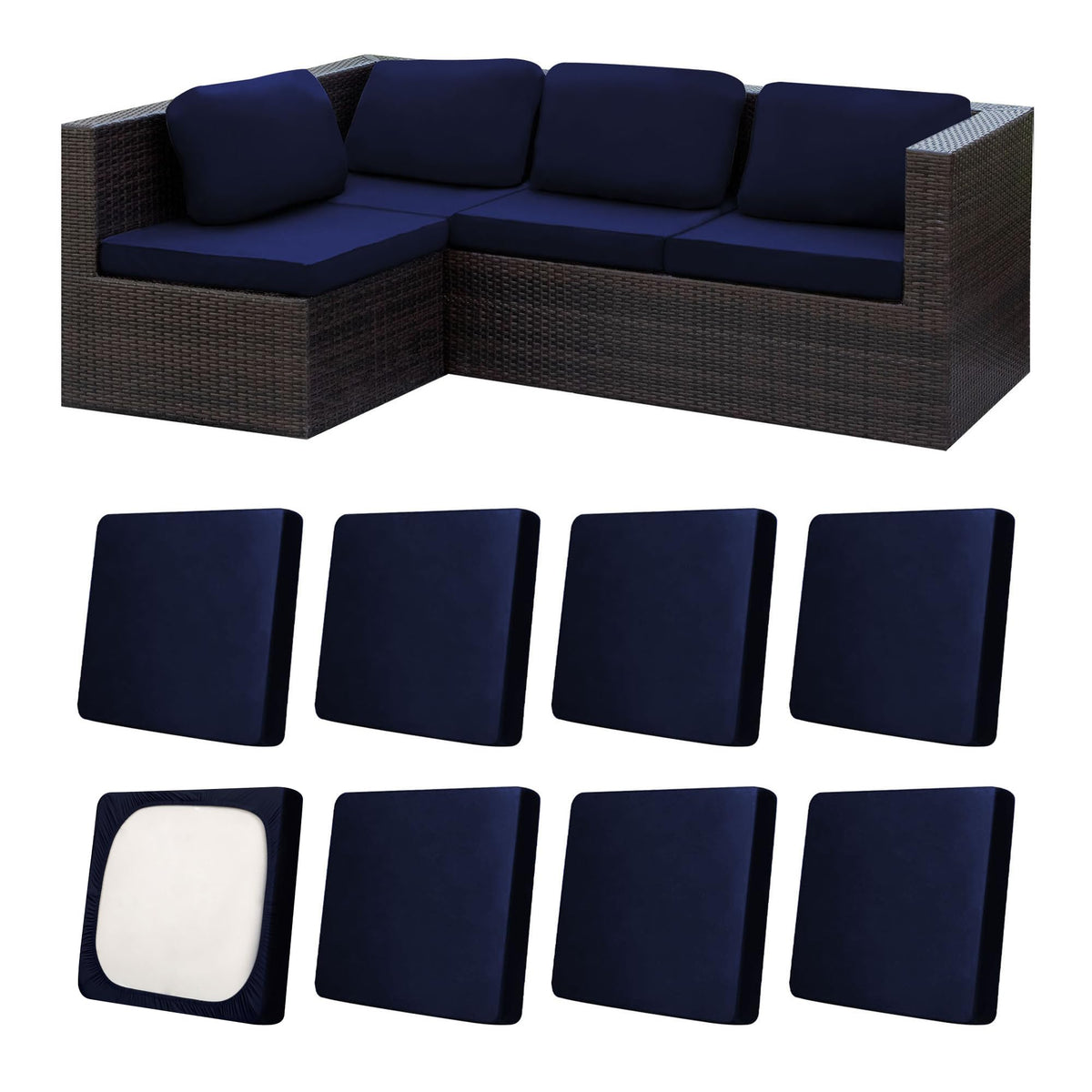 MRGSDL navy blue patio cushion covers protect outdoor furniture with stretch
