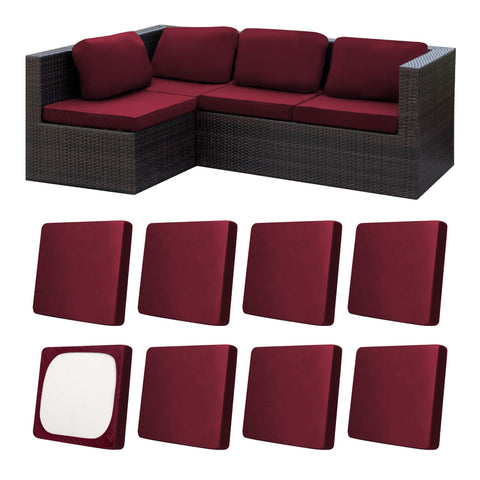 MRGSDL 8Pcs wine red patio cushion covers protect outdoor furniture.