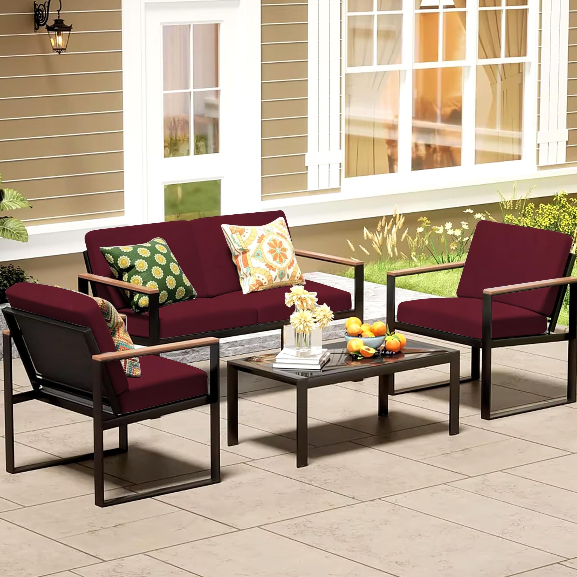 MRGSDL versatile cushion covers for indoor and outdoor use in wine red.