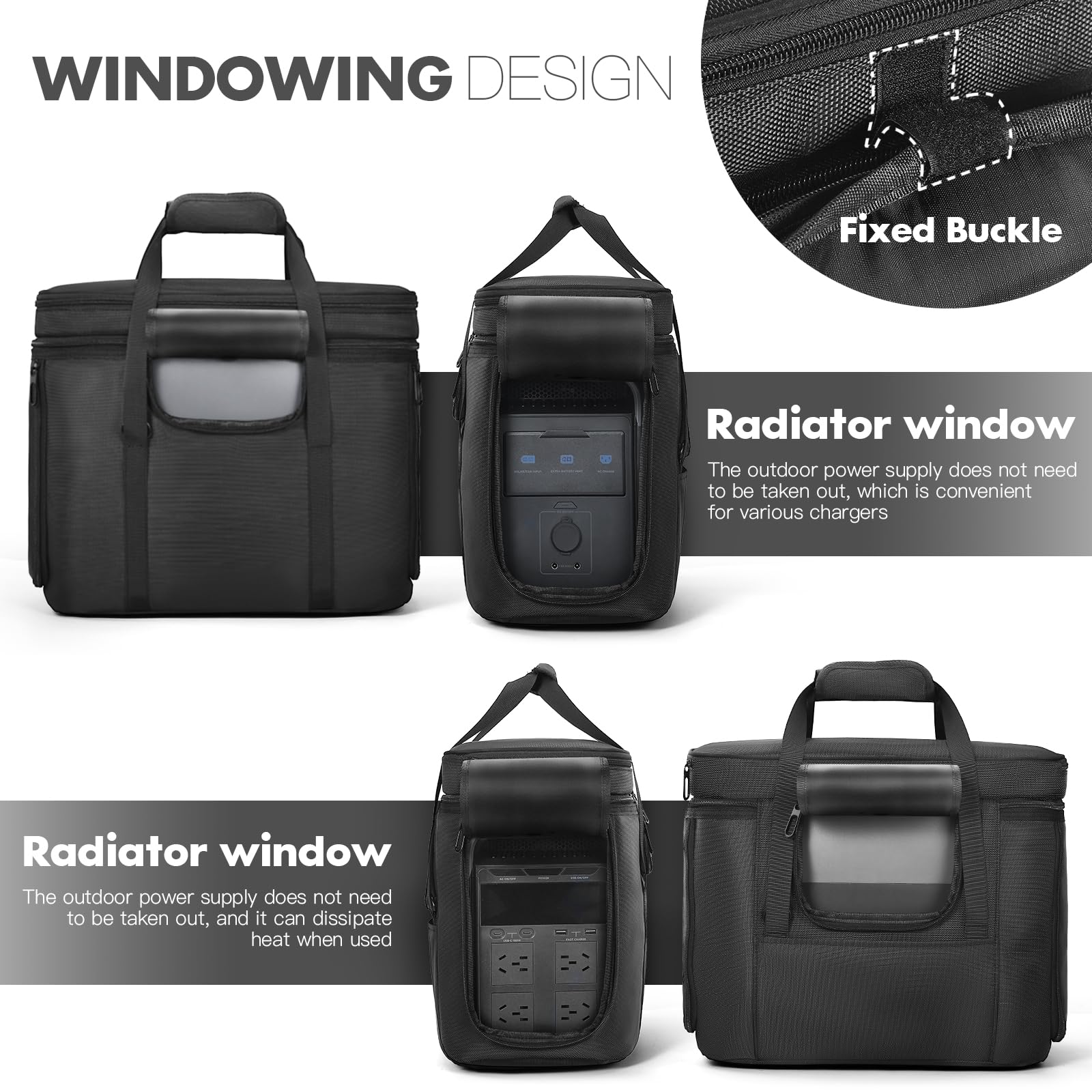 MRINCA inner organizer compartment neatly stores cables, adapters, and solar connectors.