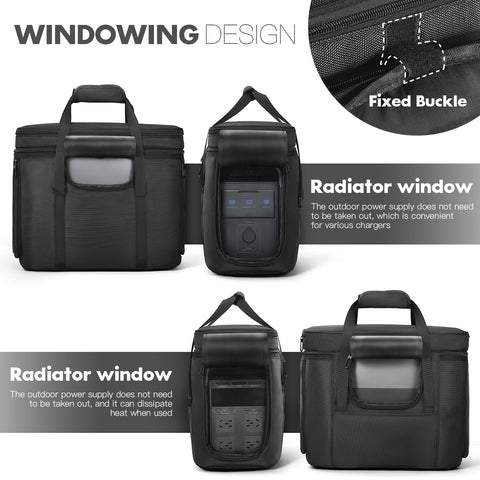 MRINCA inner organizer compartment neatly stores cables, adapters, and solar connectors.