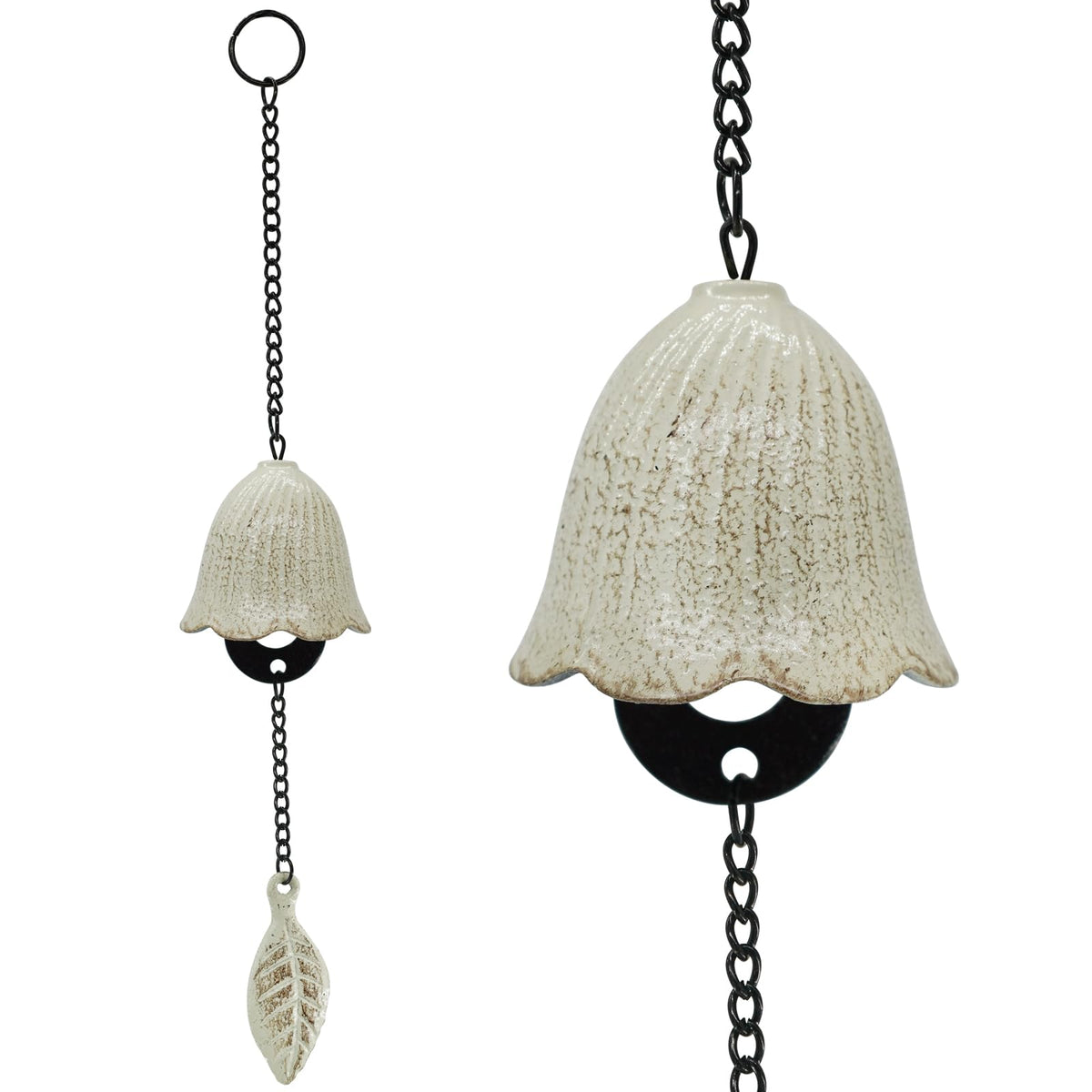 MrMrKura Japanese Leaf Wind Chimes in white for soothing outdoor sound and elegant decor