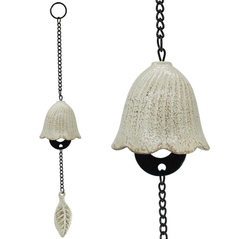 MrMrKura Japanese Leaf Wind Chimes in white for soothing outdoor sound and elegant decor