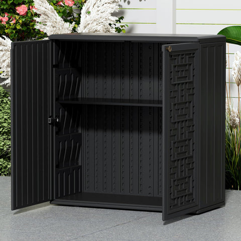 Mrosaa cabinet interior with one shelf, adaptable for tools, towels, or grill gear.