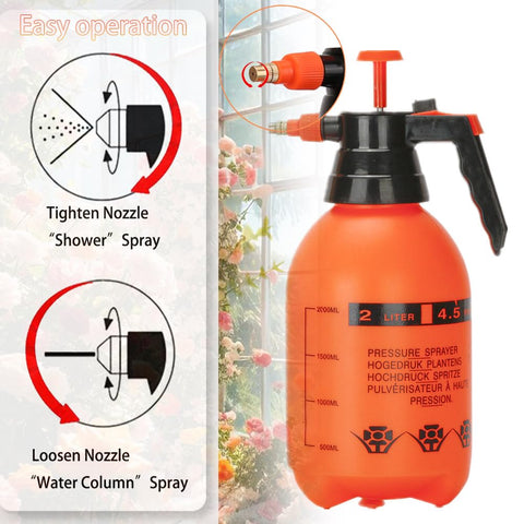 MRPAPA 2L pump sprayer with adjustable brass nozzle for mist or stream.