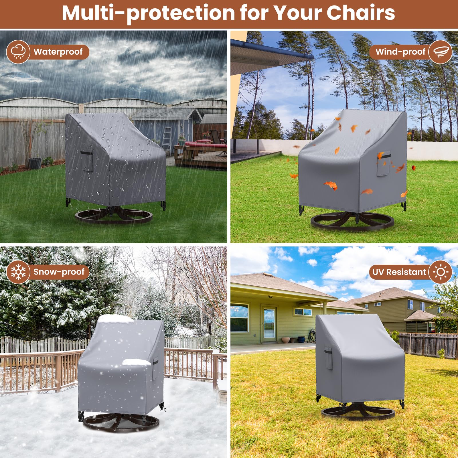 Mrrihand chair cover with buckle straps provides windproof secure fit