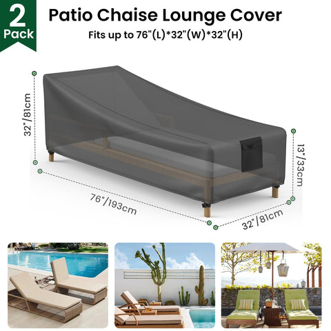 Mrrihand chaise lounge cover side view shows snug fit with drawstring and buckle