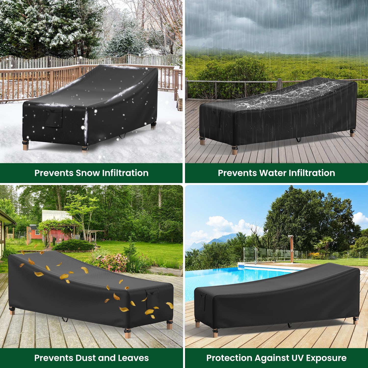 Mrrihand chaise lounge cover storage bag included