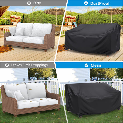 Mrrihand four-click-close straps secure the cover to sofa legs during breezy weather