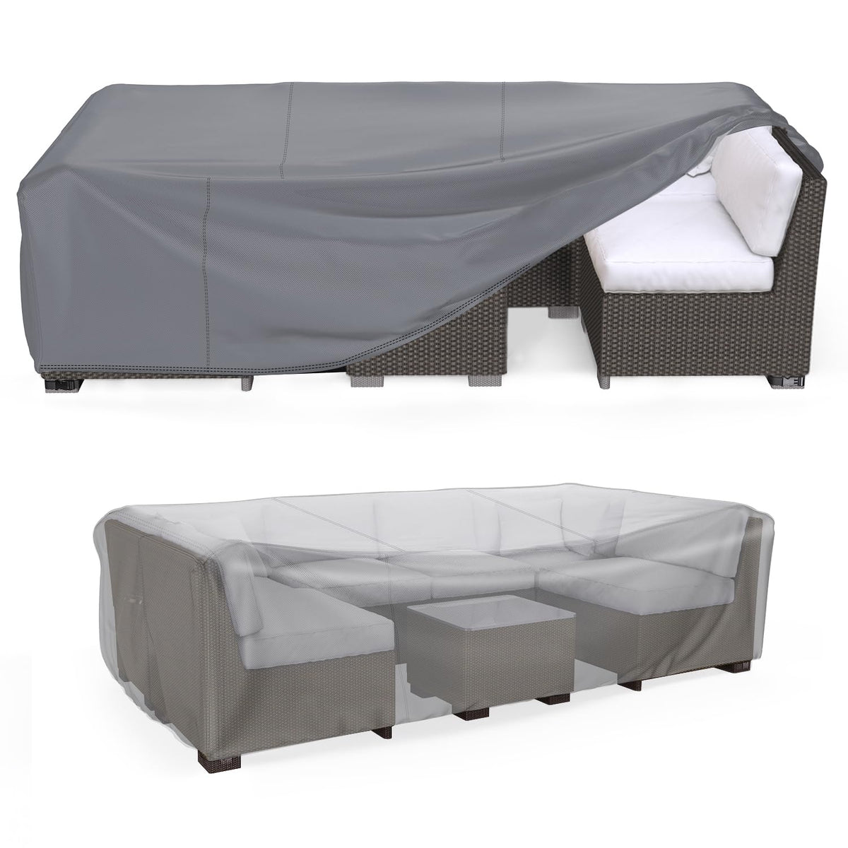 Mrrihand heavy-duty patio cover on dining table set protecting against rain and sun