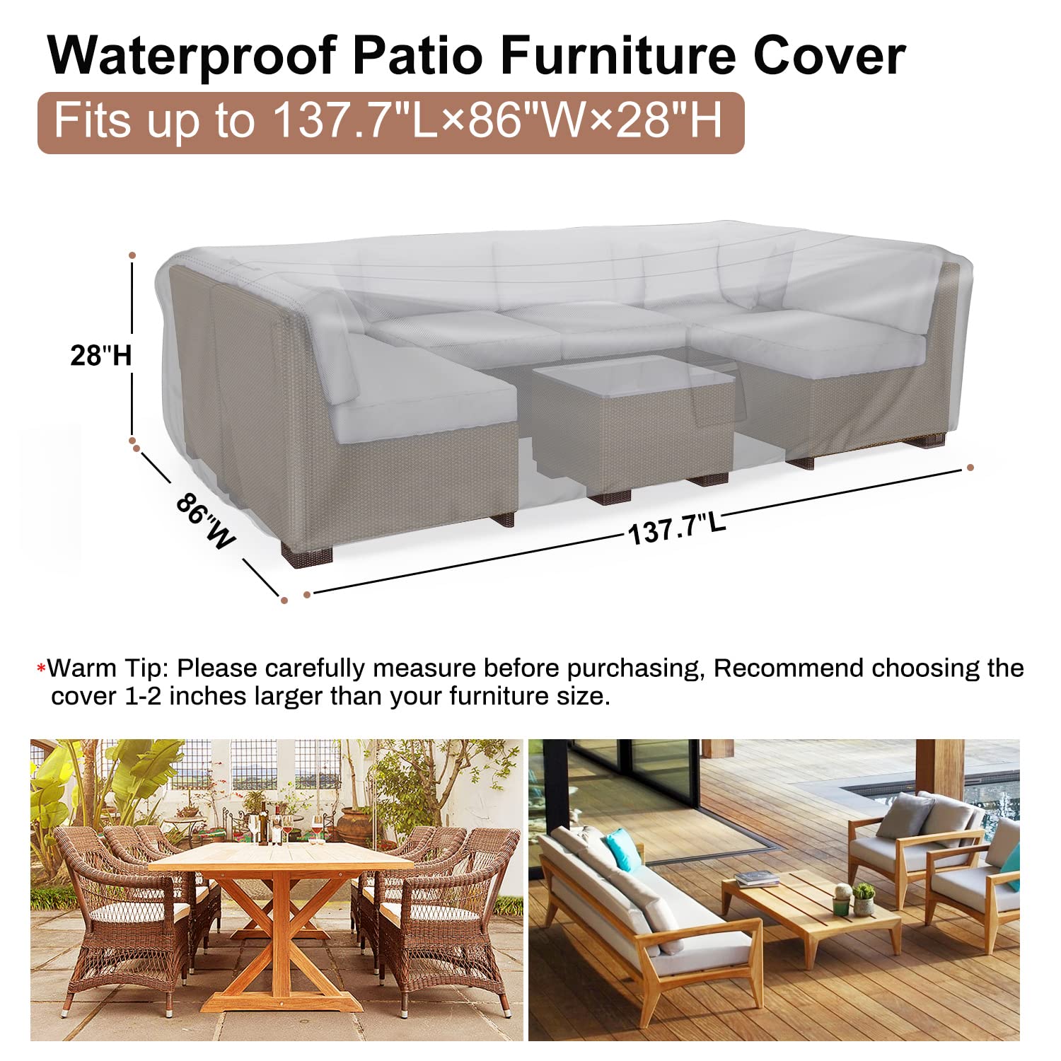 Mrrihand outdoor sofa set cover in durable oxford fabric for long-lasting protection