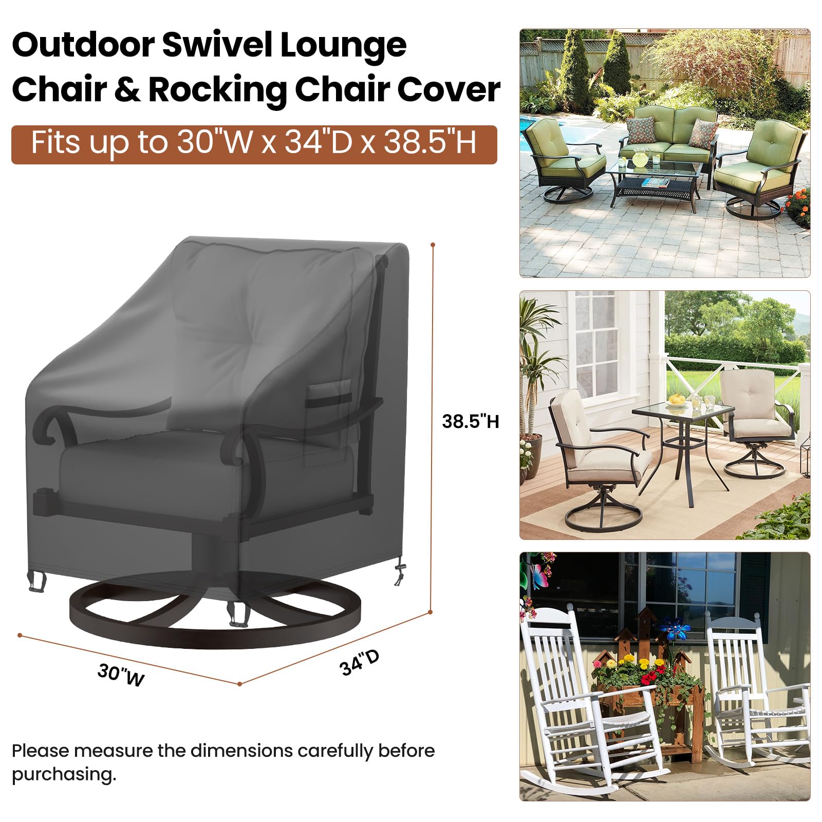 Mrrihand waterproof fabric protects swivel lounge chairs outdoors