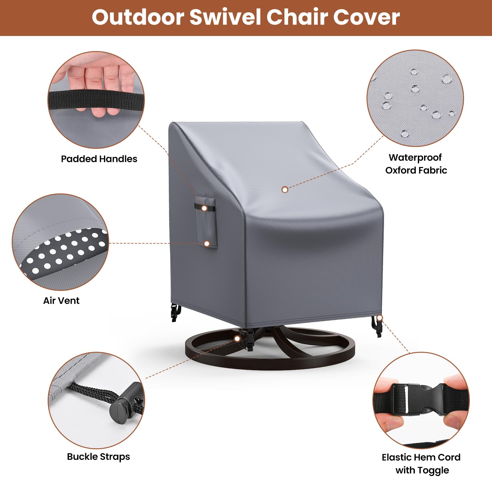 Mrrihand rocking chair cover front view protects against weather
