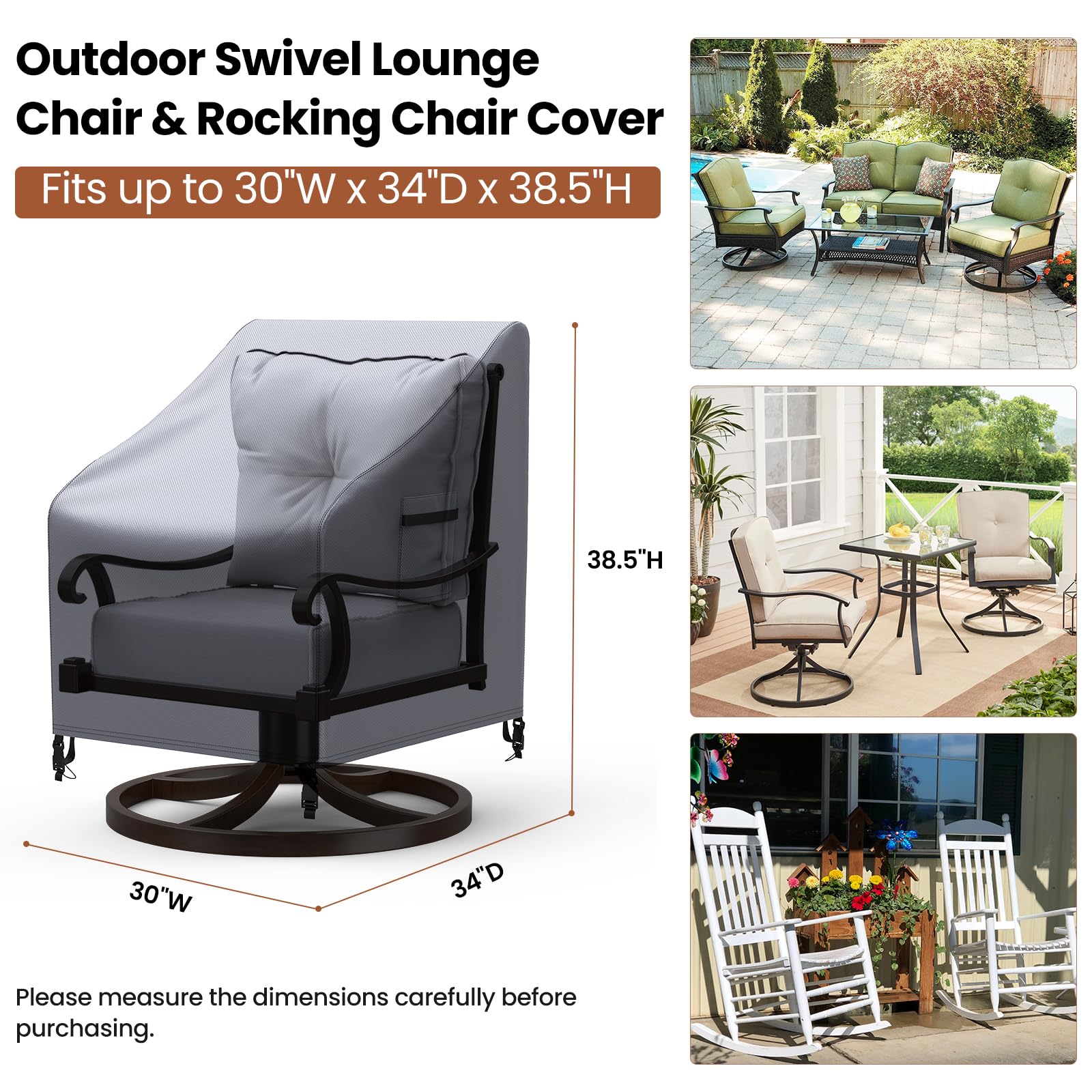 Mrrihand swivel lounge chair cover outdoors protection for rain and sun