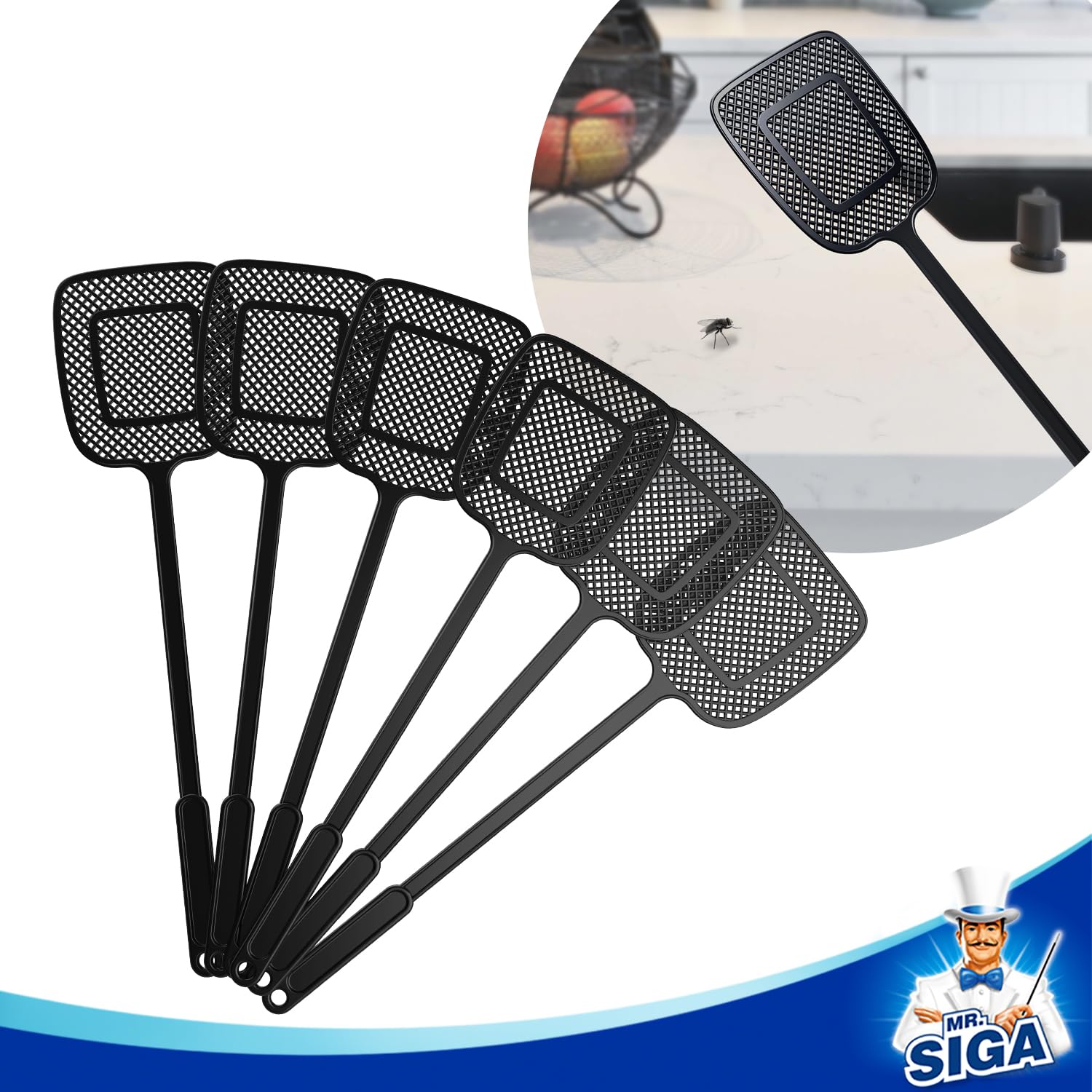 MR.SIGA durable plastic swatter head with large swatting area.