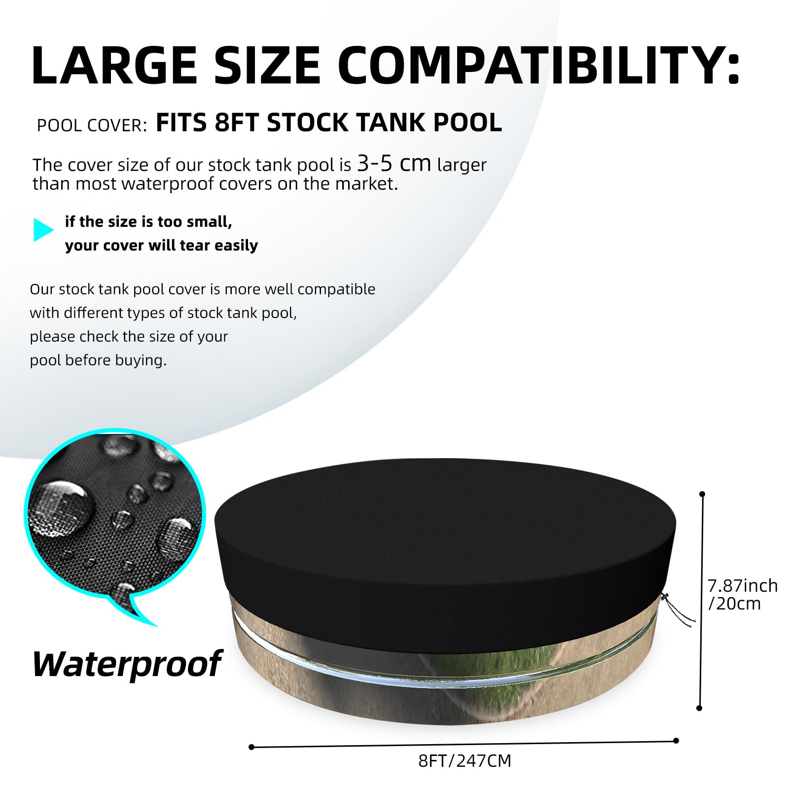 MRWiZMS 8ft round cover fits snugly to minimize evaporation and debris