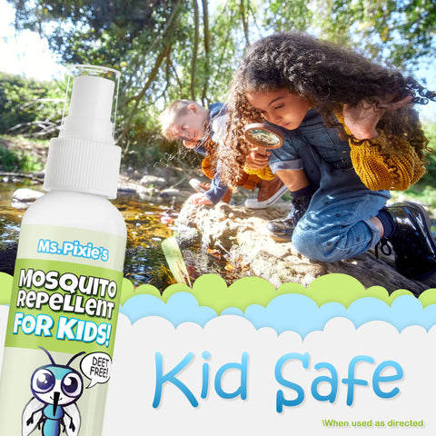 Ms. Pixie's DEET-free formula keeps kids comfy during outdoor play.