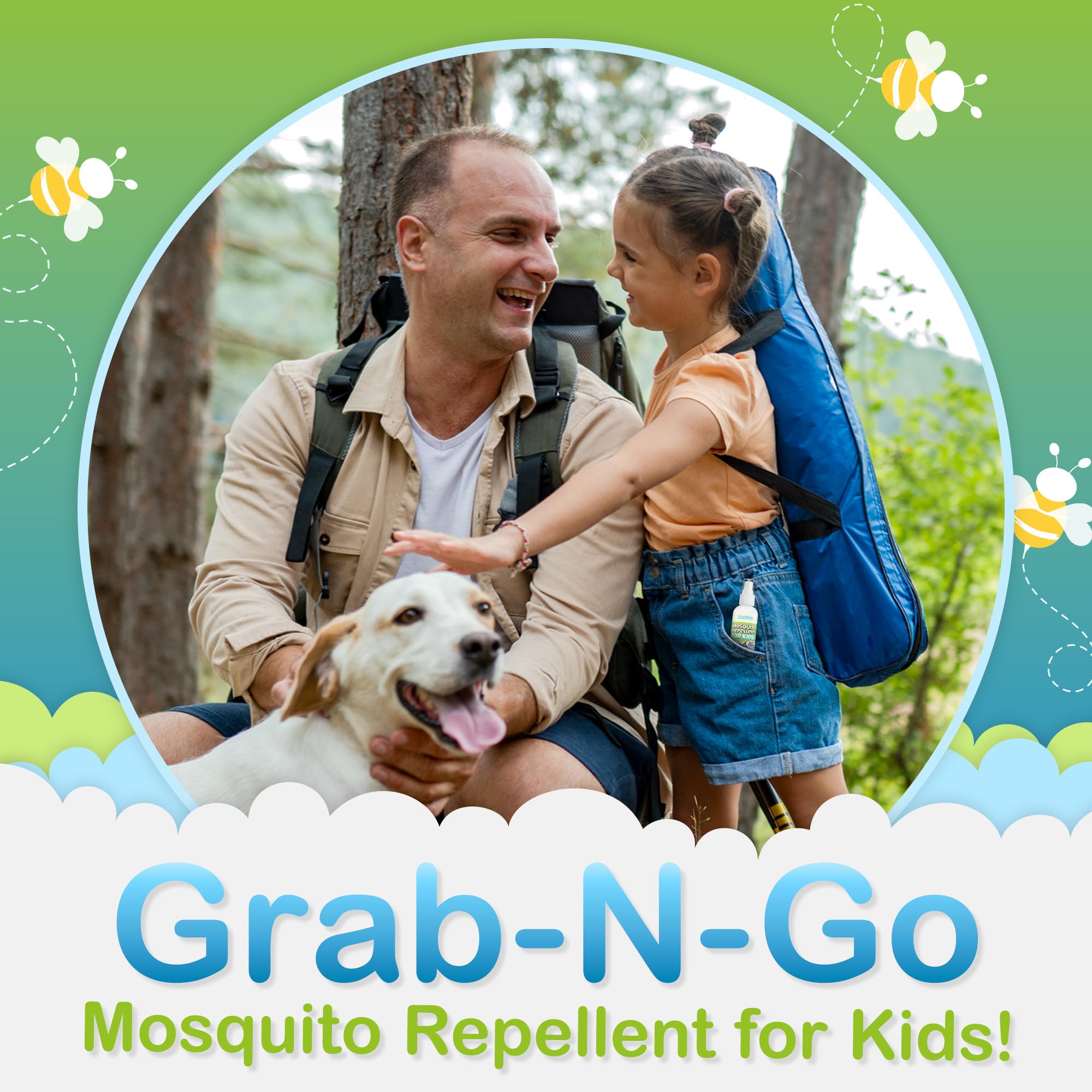 Ms. Pixie's Mosquito Repellent spray in action for easy application on kids.