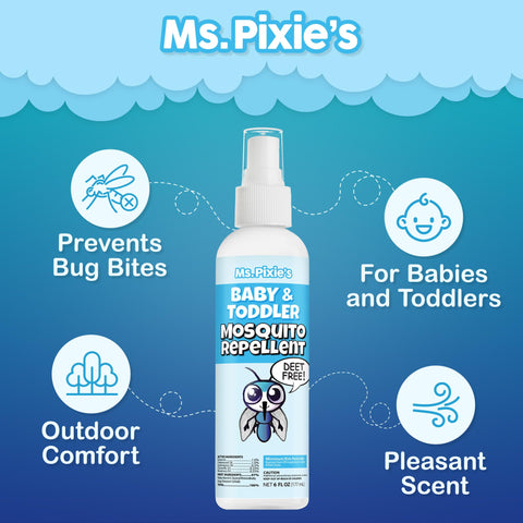 Ms. Pixie's Baby Mosquito Repellent USA-made label signaling trusted production.