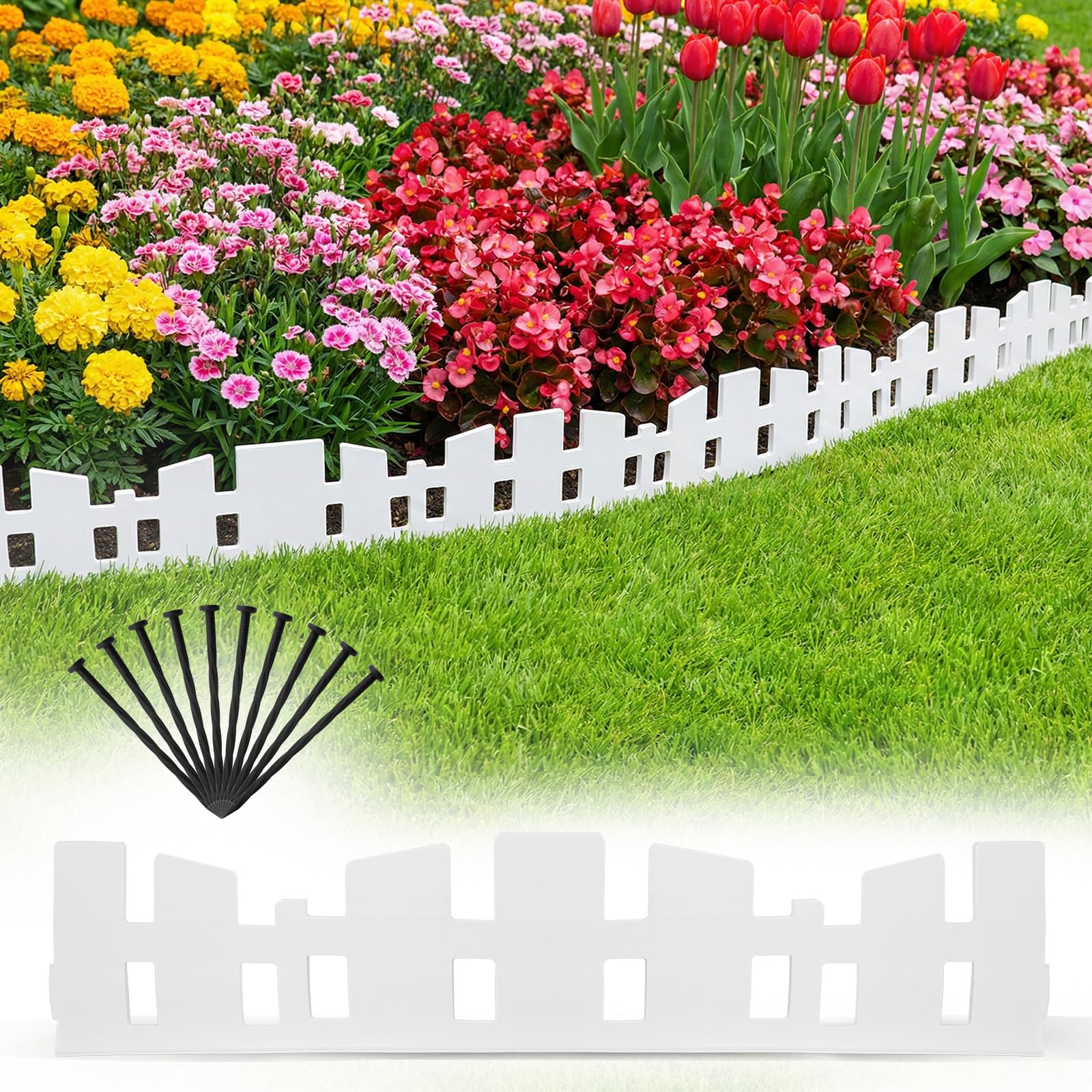 MSISILY garden edger border 33ft flexible border creating smooth lawn edges for defined flowerbeds