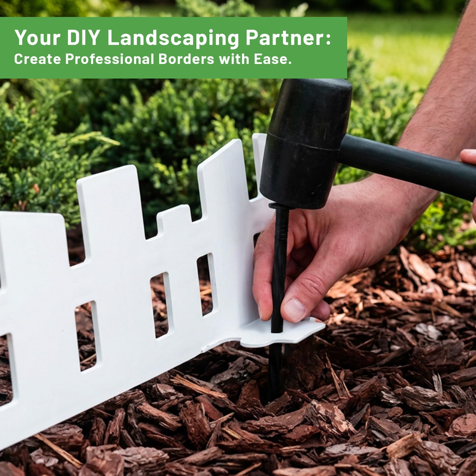 No-dig installation with included stakes simplifies quick landscape edging