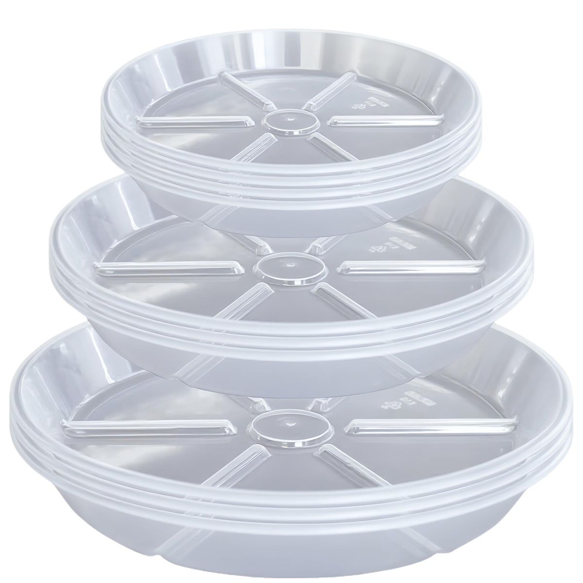 MSKIAUO 6-inch clear plant saucer with elevated base for improved drainage.