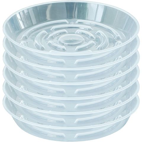 MSKIAUO 6-pack plant saucer, clear top view, keeps pots neat and dry.