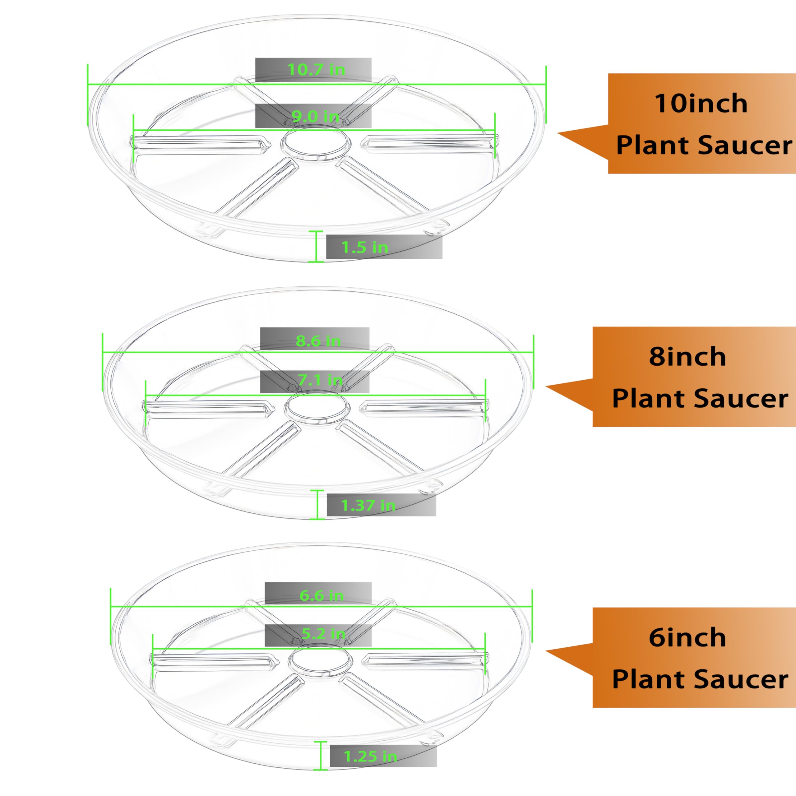 MSKIAUO 8-inch clear plant saucer suitable for medium pots and drip control.