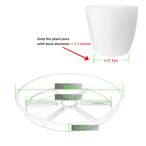 MSKIAUO clear saucer side detail highlights durability for indoor and outdoor pots.