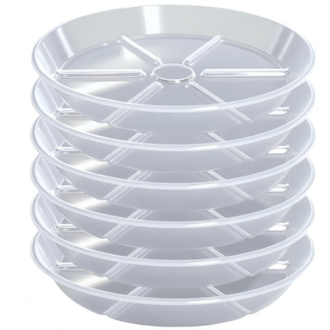MSKIAUO 8-inch plant saucer top view shows clear tray with elevated drainage.