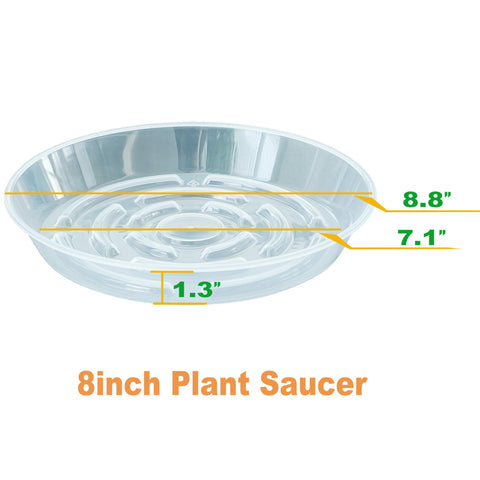 MSKIAUO plant saucer with drip tray, angled side view shows drainage.