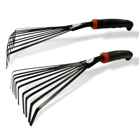 Msstoodun garden hand rake with steel tines for efficient yard cleanup.