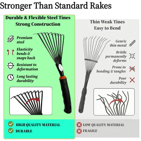 Msstoodun durable rake helps loosen soil in garden beds.
