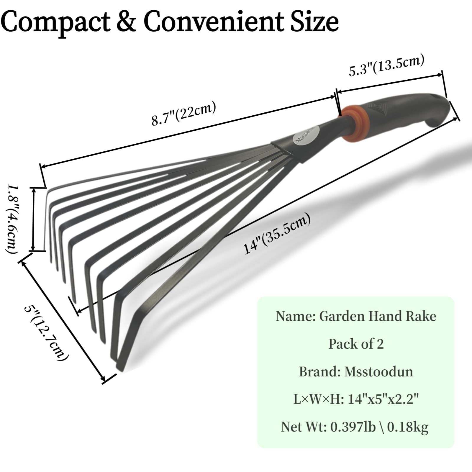 Msstoodun two-pack leaf rake designed for quick debris collection.