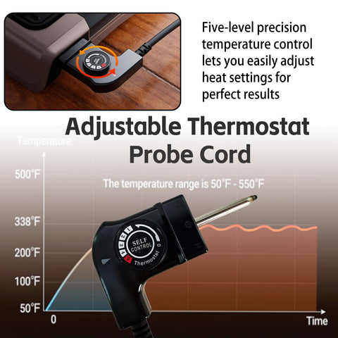 MsTental thermostat probe cord 15A-125V with adjustable control for precise cooking