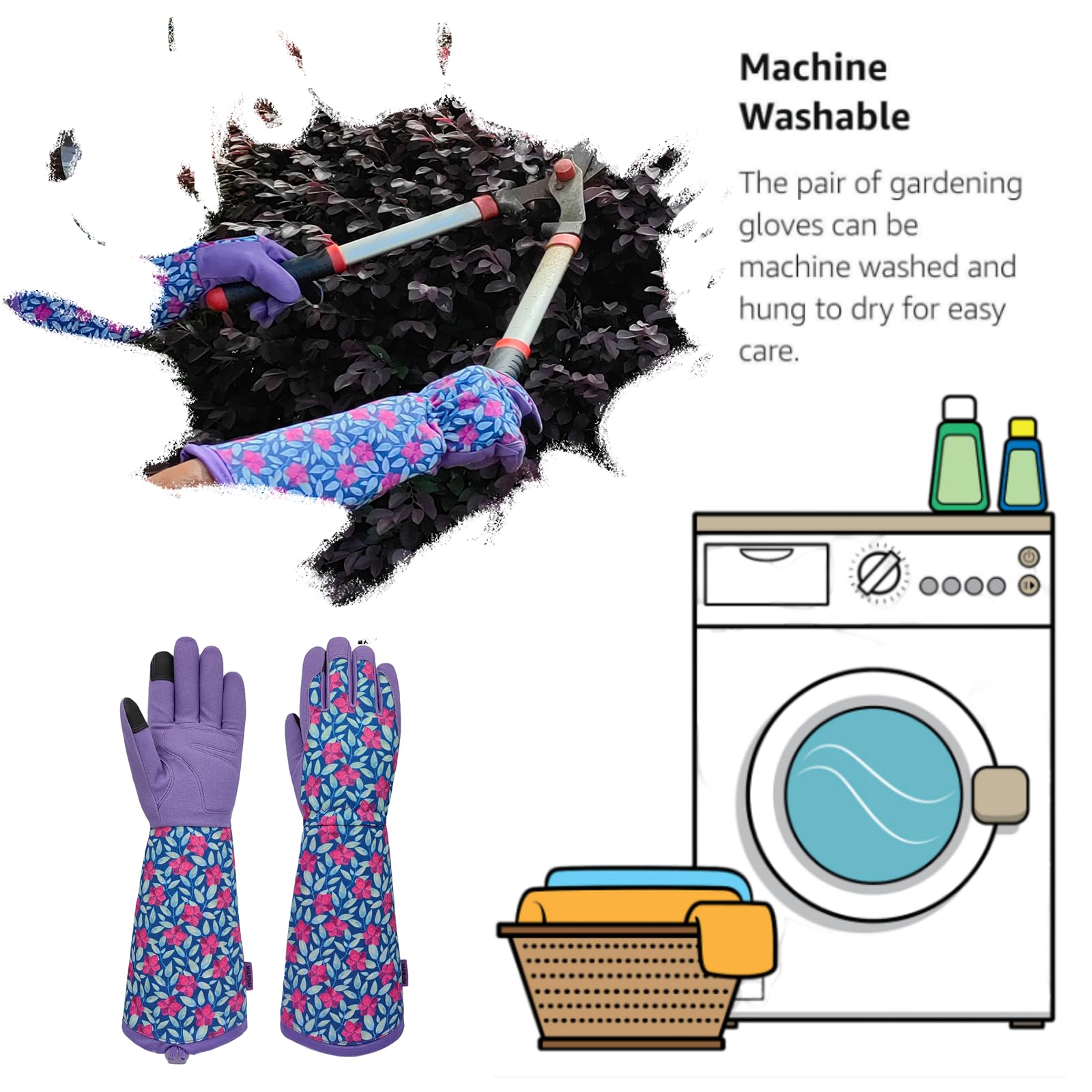 MSUPSAV canvas back rose gloves for breathable gardening