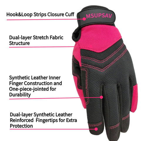 MSUPSAV garden gloves padded palm and reinforced fingertips for durability.